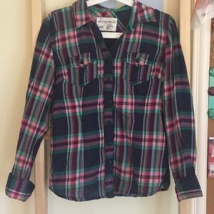 Purple flannel button down top